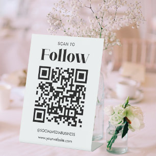 Signe De Table Scannez pour suivre le code QR de l'entreprise sur