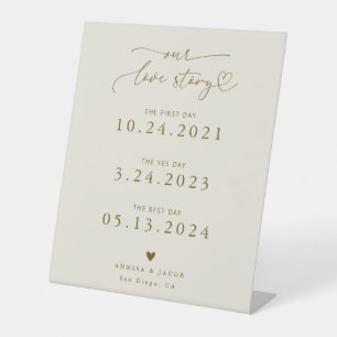 Signe De Table Scénario de l'histoire d'amour Cœur Beige Calendri