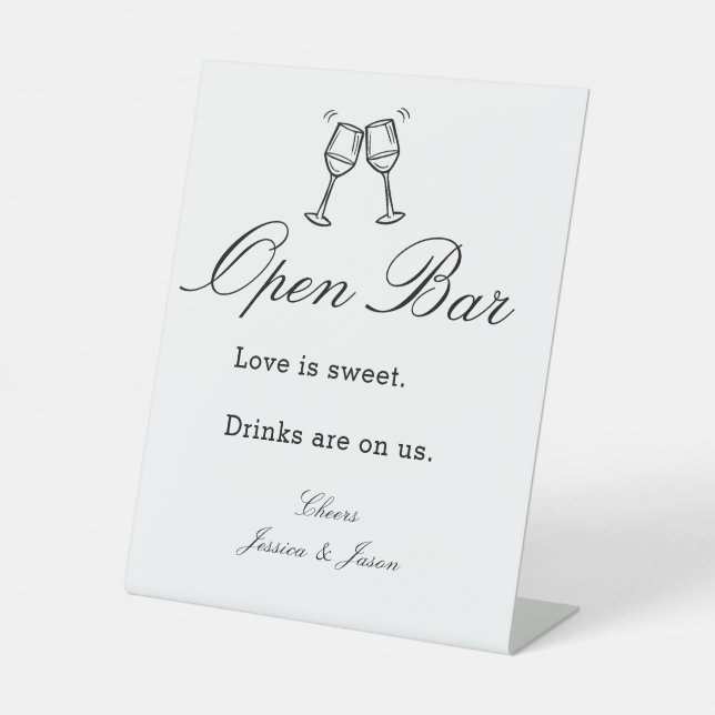 Signe De Table Scénario Mariage Bar Ouvert Événement Simple Piéde (Recto)