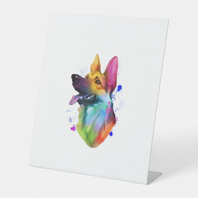 Signe De Table Schéma de peinture à l'aquarelle arc-en-ciel allem (Recto)