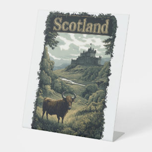 Signe De Table Scotland Design : Highland Cow, Castle, and Scener
