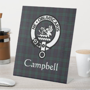 Signe De Table Scottish Campbell Crest Badge & Tartan
