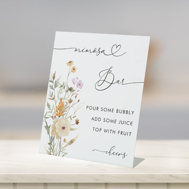 Signe De Table Script Coeur et Fête des mariées Fleur sauvage Mim (Créateur téléchargé)