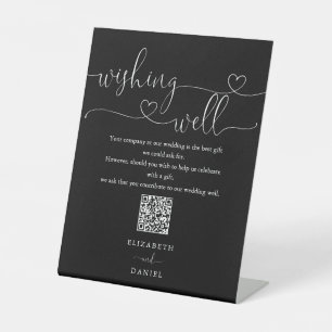 Signe De Table Script Coeur noir et blanc Wishing well QR Code