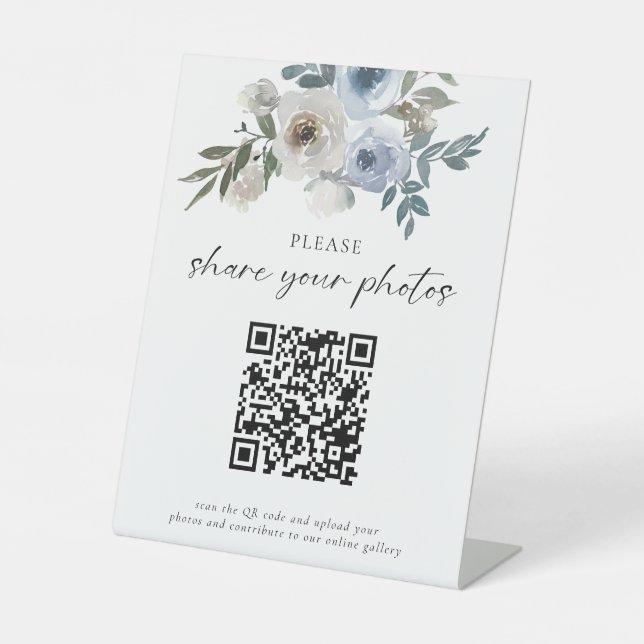 Signe De Table Script de bienvenue avec QR Code pour des photos d (Recto)