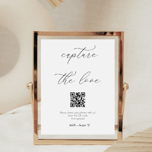 Signe De Table Script de calligraphie Capture Le code QR d'amour