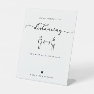 Signe De Table Script de calligraphie moderne Mariage de distance