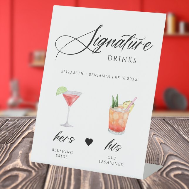 Signe De Table Script de calligraphie Signature Boire barre Maria (Créateur téléchargé)