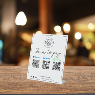Signe De Table Script de paiement PayPal Venmo Cash App Mobile