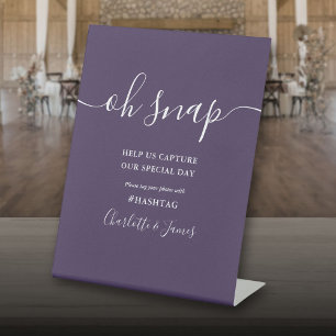 Signe De Table Script de signature violet Oh Mariage Snap