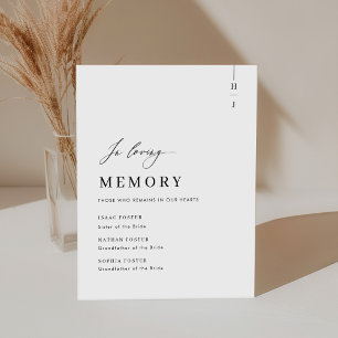 Signe De Table Script élégant dans Love Memory Mariage Sign