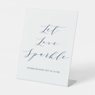 Signe De Table Script Minimaliste Bleu Laisser l'amour Sparkle Ma