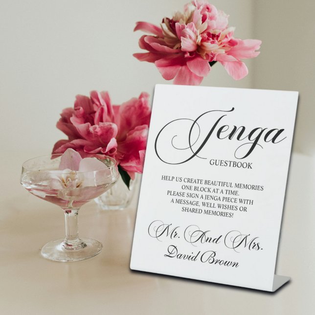 Signe De Table Script moderne Jenga Mariage livre d'or (Créateur téléchargé)