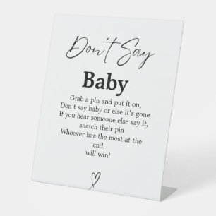 Signe De Table Script moderne Ne pas dire Baby Baby shower Jeu si
