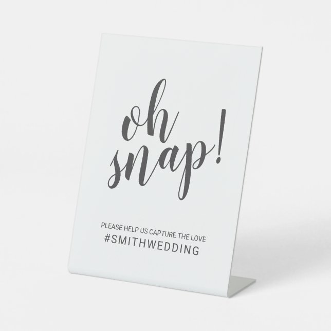 Signe De Table Script moderne Oh Snap Mariage Sign (Recto)