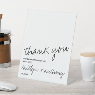 Signe De Table Script noir et blanc moderne Mariage minimaliste