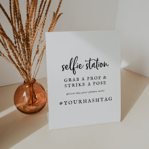 Signe De Table Script rustique Selfie Station Mariage Hashtag