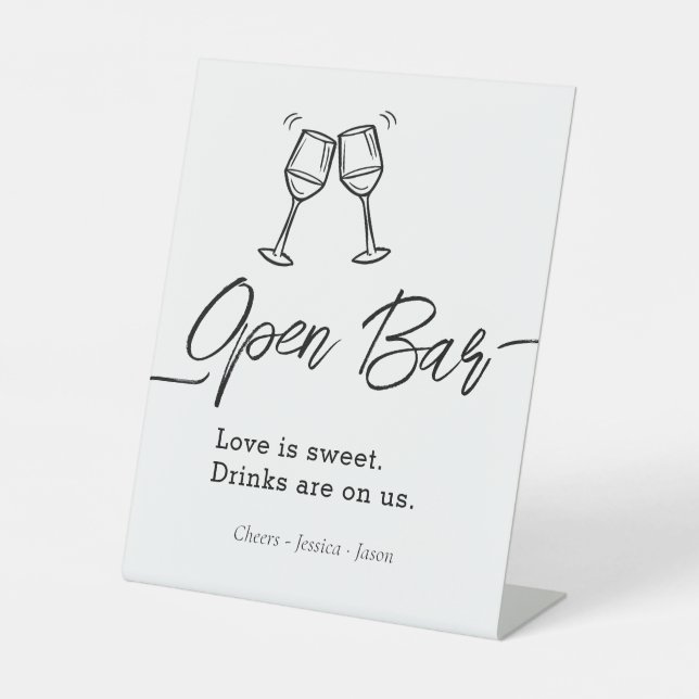 Signe De Table Script Wedding Open Bar Simple Event  (Recto)