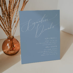 Signe De Table Script Whimsical   Boissons Dusty Blue Signature