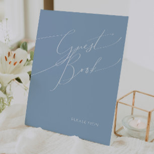 Signe De Table Script Whimsical   Dusty Blue Guest Book
