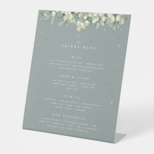 Signe De Table Seafoam Snowberry+Eucalyptus Mariage Boissons/Bar