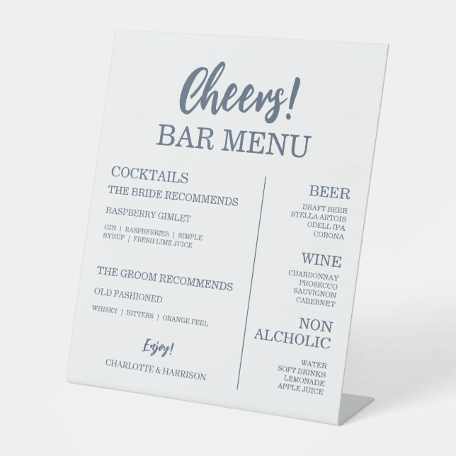 Signe De Table Seascape Coastal Wedding Blue Bar Menu (Recto)