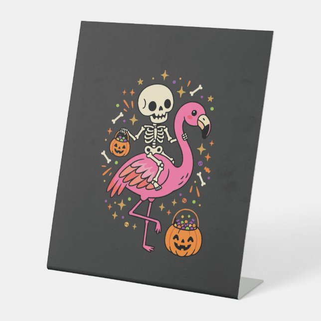 Signe De Table Seau de bonbons squelette de flamant rose d'Hallow (Recto)
