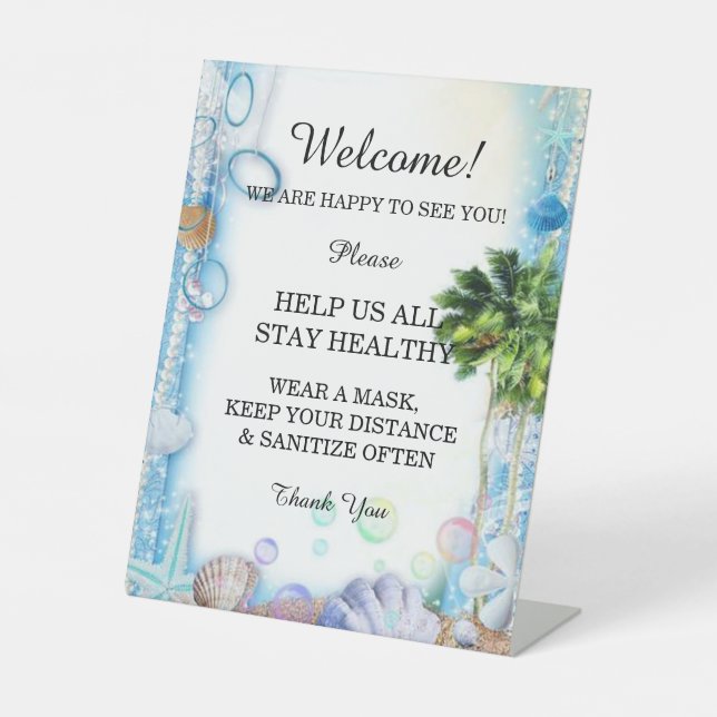 Signe De Table Sécurité des Mariages de coquillages de plage trop (Recto)