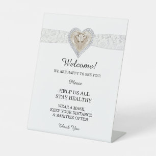 Signe De Table Sécurité du Mariage de dentelle blanche Unicorne