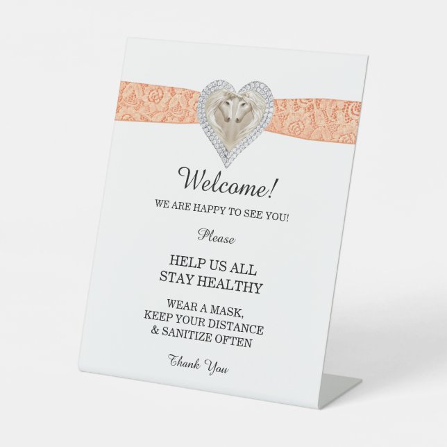 Signe De Table Sécurité du Mariage de dentelle orange Unicorn (Recto)