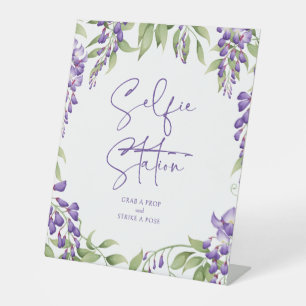Signe De Table Selfie Station Purple Floral Script Mariage