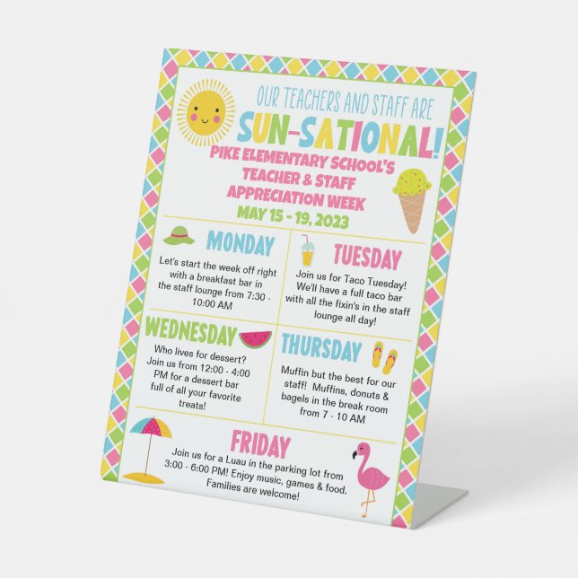 Signe De Table Semaine d'appréciation du personnel et des enseign (Recto)