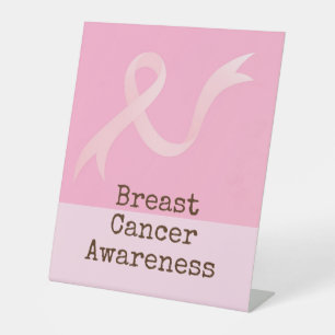 Signe De Table Sensibilisation au cancer du sein avec le ruban ro