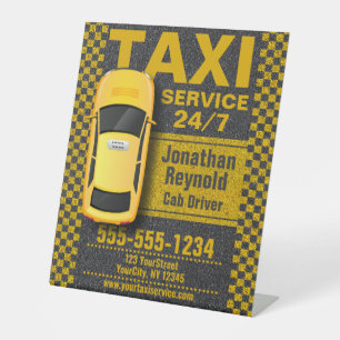 Signe De Table Service de chauffeur de taxi jaune Entreprise