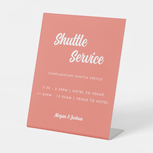 Signe De Table Service de Navette de Mariage Minimaliste Corail R (Recto)