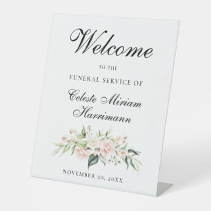 Signe De Table Service funéraire floral rose rose vif