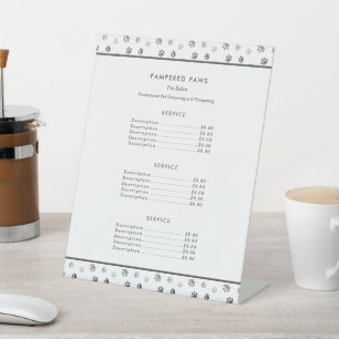Signe De Table Services de toilettage professionnel pour animaux 