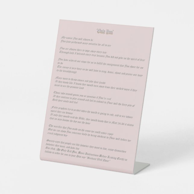 Signe De Table Seulement Vous (Recto)