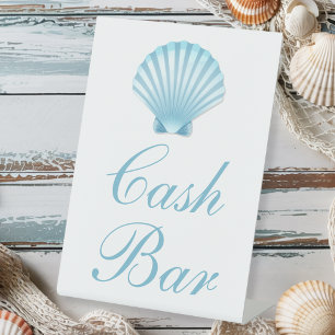 Signe De Table Shell Blue Nautical Beach Élégant Bar de Mariage
