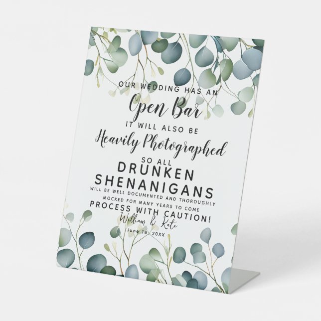 Signe De Table Shenanigans ivres photographiés eucalyptus (Recto)