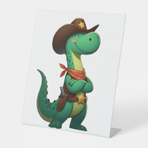 Signe De Table Shérif de dinosaure mignon/cowboy