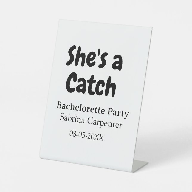 Signe De Table She's a catch bachelorette party name date simple  (Recto)