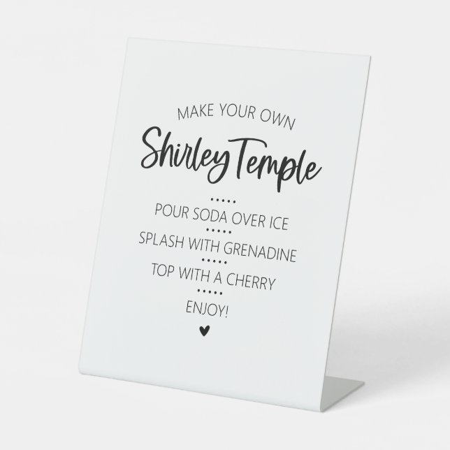 Signe De Table Shirley Temple Bar Drink Pedestal Sign (Recto)