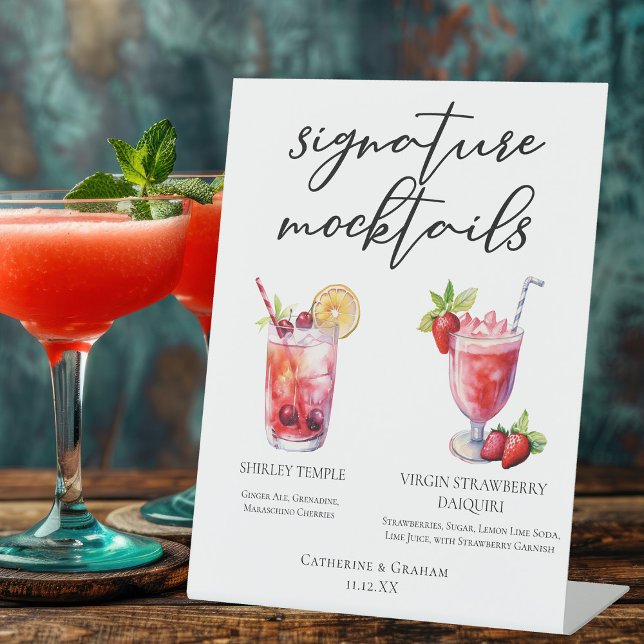 Signe De Table Shirley Temple Strawberry Daiquiri Mocktails Menu (Créateur téléchargé)