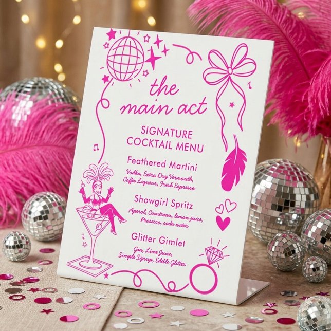 Signe De Table Showgirl Era Bachelorette Party Signature Drink  (Créateur téléchargé)