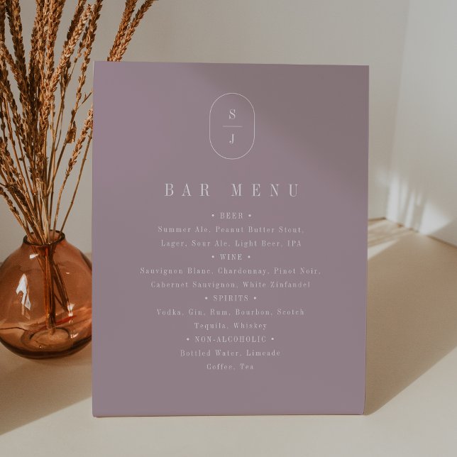 Signe De Table SHYLAH Simple Lilac Modern Mariage Bar Menu Sign (SHYLAH Simple Lilac Modern Wedding Bar Menu Sign)