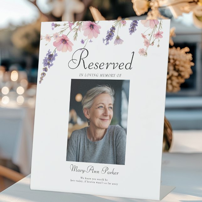 Signe De Table Siège réservé - Mariage Mémorial Photo (Reserved Seat - Photo Memorial Wedding Pedestal Sign)