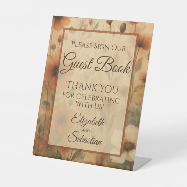 Signe De Table Sienna Floral Please Sign Our Guestbook Sign (Recto)