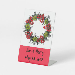 Signe De Table Signal de bienvenue Fleurs de couronnes Florales A