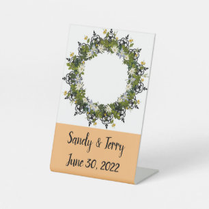 Signe De Table Signal de bienvenue Fleurs de couronnes Florales A